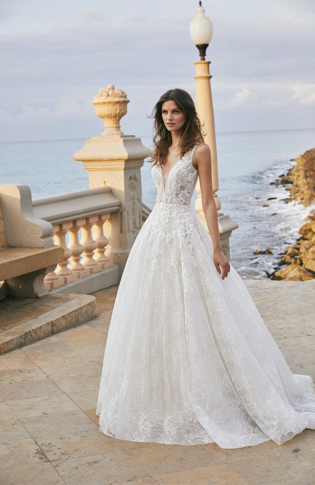 Victoria Jane 18605 A-line lace wedding dress with v-neckline