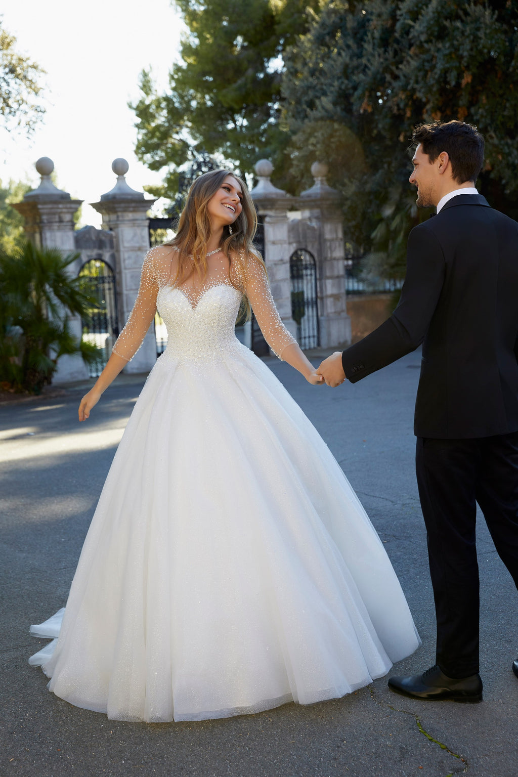 Ronald Joyce 69567 ballgown wedding dress with illusion sleeves – Veni  Infantino