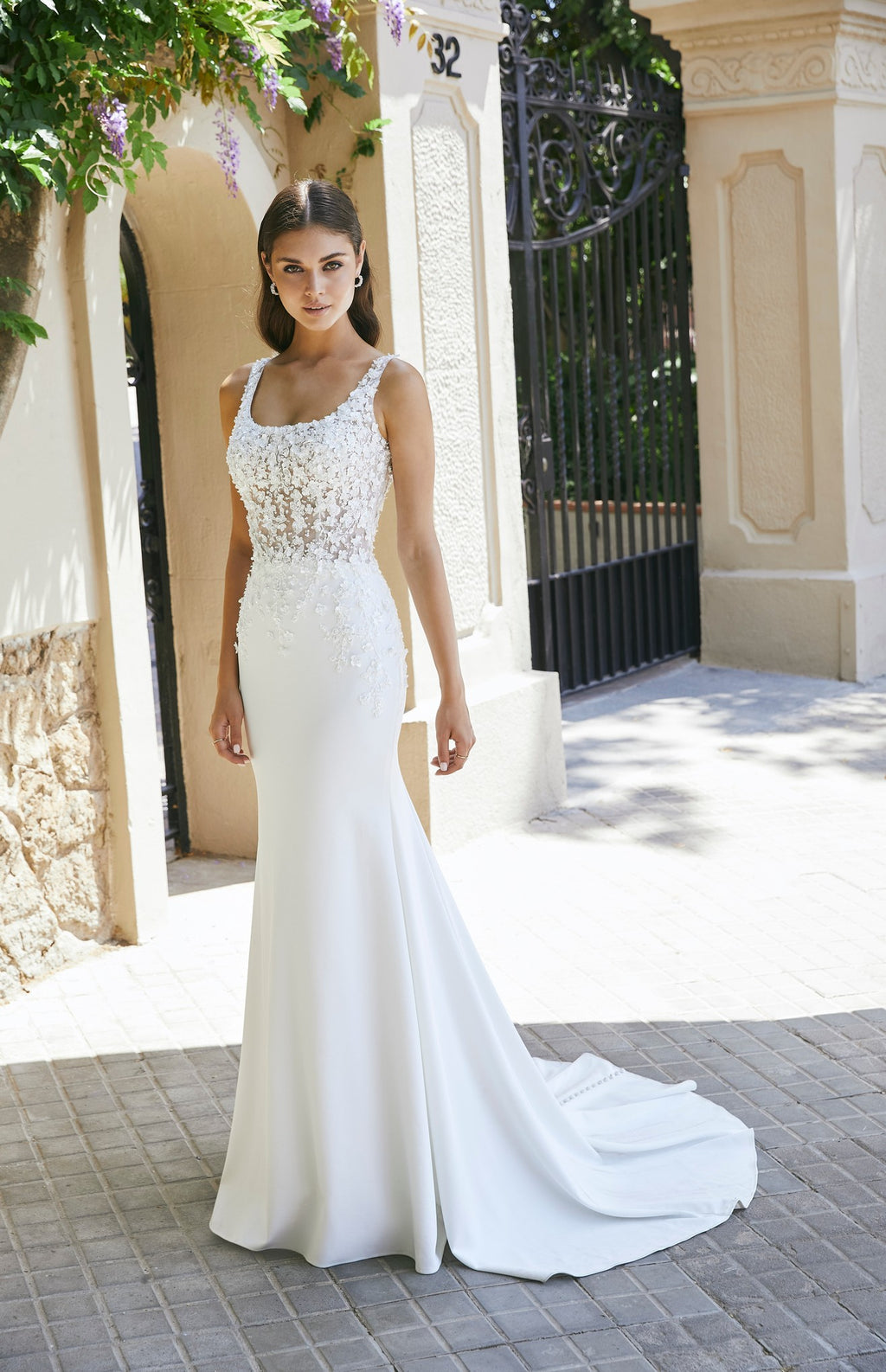 green emerald velvet dress Ronald Joyce 69702 fit and flare wedding dress with 3D floral applique – Veni  Infantino
