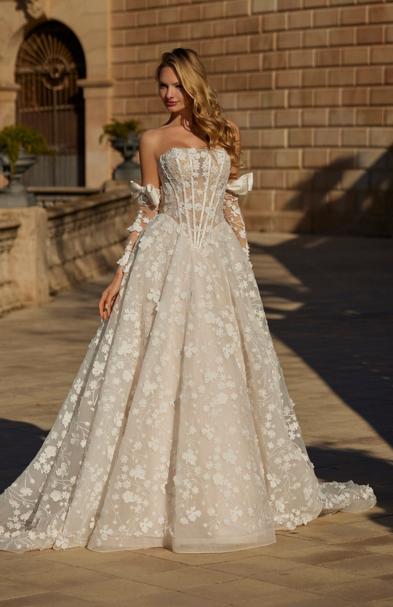 lace grecian wedding dress Grecian Style Plunge Neck Lace Tulle Mermaid Bridal Gown