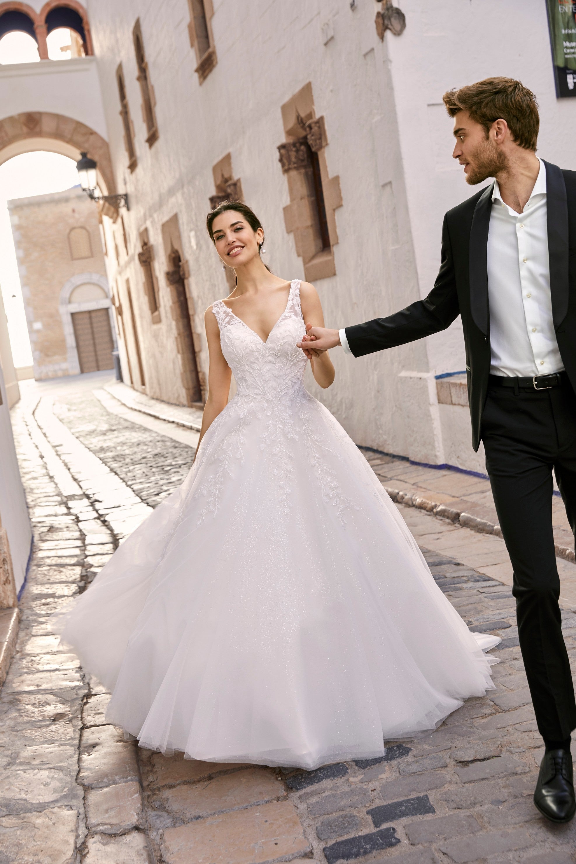 Ronald Joyce 69665 ballgown wedding dress with glitter tulle skirt