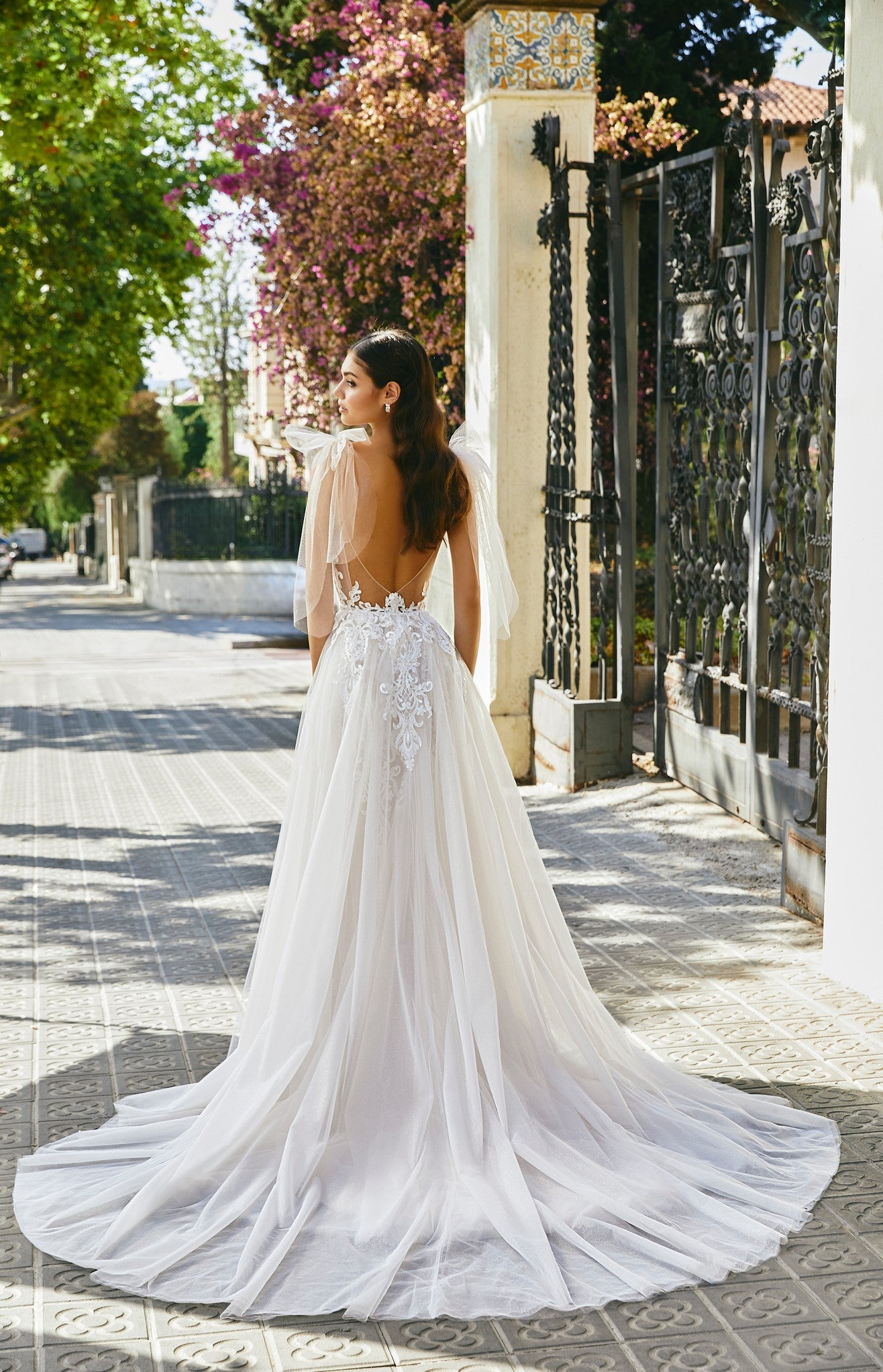 Ronald Joyce 69719 fit and flare wedding dress with shoulder bows Veni Infantino Ronald Joyce 69719 fit and flare wedding dress with shoulder bows Veni Infantino